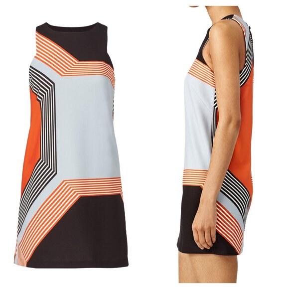 Milly of New York Reed Angular Mini Dress 8 Gray/Red - Picture 2 of 15